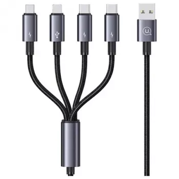 Câble de charge multiple 4-en-1 USAMS 2x USB-C / Lightning / Micro USB 15W 1,2 m noir