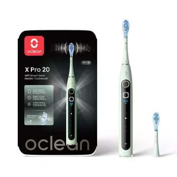 Brosse à dents électrique sonique connectée Oclean X Pro 20, vert menthe, Bluetooth, 42 000 VPM, avec 1 tête de brosse