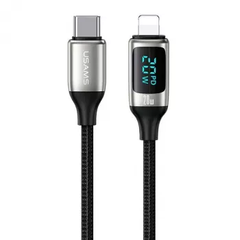USAMS U78 Braided USB-C to Lightning Cable with LED Indicator 1.2m 20W PD Fast Charge White SJ545USB02