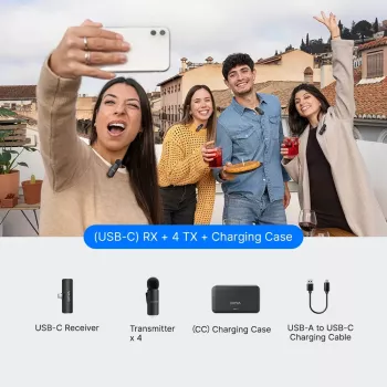 Système de microphone-clip sans fil USB-C BOYA BY-V4U