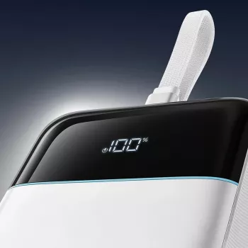 Batterie externe CUKTECH LPB252N 120W 25000mAh avec câble USB-C intégré - blanche