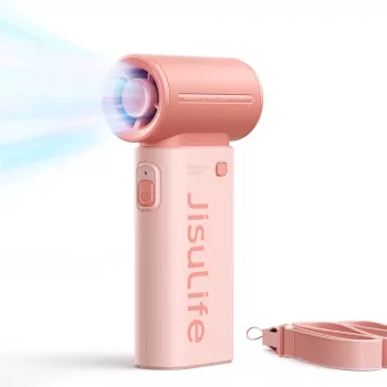 Ventilateur à main JISULIFE Life9 3600mAh USB-C portable et pliable de bureau - rose