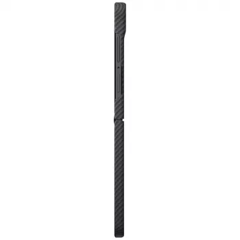 PITAKA Edge Case for Samsung Galaxy Z Flip5 - Fusion Weaving Black/Grey Aramid Fiber Slim Snap-On Case with MagSafe Compatibility