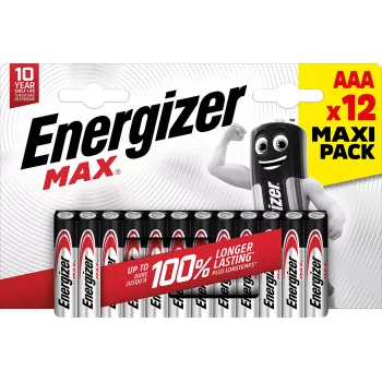 Piles alcalines Energizer MAX AAA, 1,5 V, lot de 12