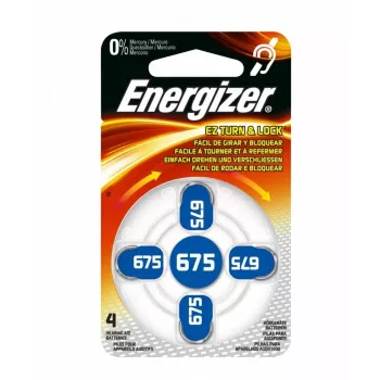 Piles pour appareils auditifs zinc-air Energizer taille 675 (AZ675DP-4 TL4)