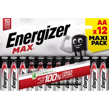 Piles alcalines Energizer Max AA, 1,5 V, lot de 12