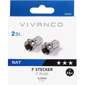 Connecteur de câble type F Vivanco pour câble 6,5 mm, 2 pièces (VVSATADAPTF65MM2P)