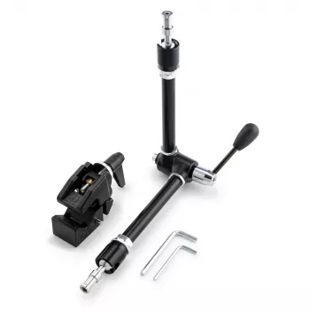 Bras articulé Magic Arm Manfrotto 143R avec support d'appareil photo, charge 3 kg, aluminium, noir