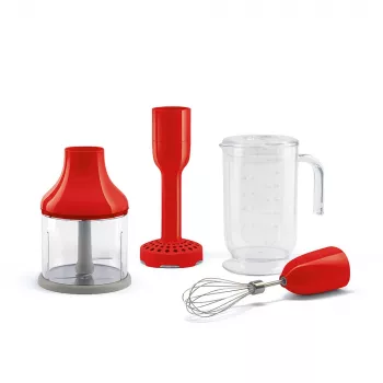Ensemble d'accessoires fouet et presse-purée Smeg HBAC11RD pour mixeurs plongeants HBF02, rouge