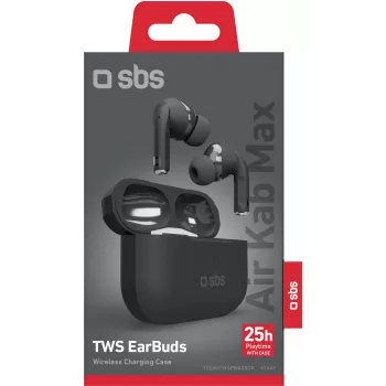 SBS Air Kab Max écouteurs TWS avec boîtier de charge sans fil, noir (TEEARTWSPMAXBTK)