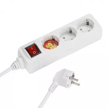 Vivanco VVELSTR3SCHSWWP multiprise Schuko 3 prises avec interrupteur, câble 1,5 m, blanc