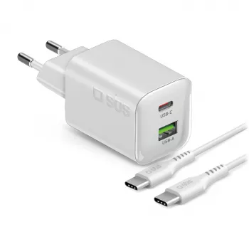 Chargeur mural STEP BY STEP SBS 45W USB-C + USB-A blanc avec câble USB-C 1,5 m