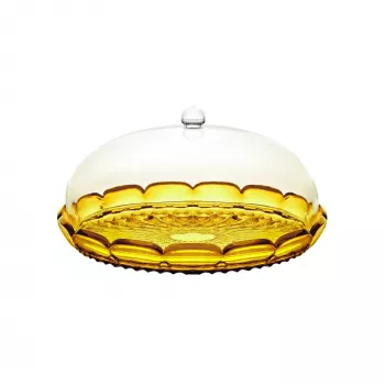 Présentoir à gâteaux Guzzini Vanity avec cloche, jaune safran