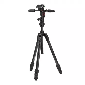Manfrotto MKBFRTC4GTFB-3W Befree GT fibre de carbone trépied de voyage avec tête fluide 3 voies, verrous Twist-Locks, charge 10 kg, hauteur max. 164 cm, noir
