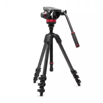 Système de trépied vidéo Manfrotto 055 fibre de carbone avec tête fluide 502AH
