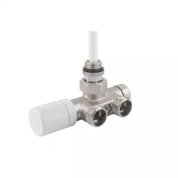 Giacomini V81112Q corps de robinet thermostatique de radiateur 1/2 inch x 3/4 inch Eurokonus équerre, laiton nickelé