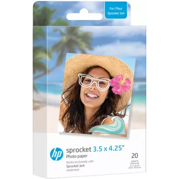 HP ZINK papier photo 3,5 x 4,25 inch brillant, adhésif, 20 feuilles pour HP Sprocket