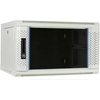 Armoire serveur murale DSIT DS6406W 6U avec porte vitrée, blanche, 600 x 450 x 367 mm