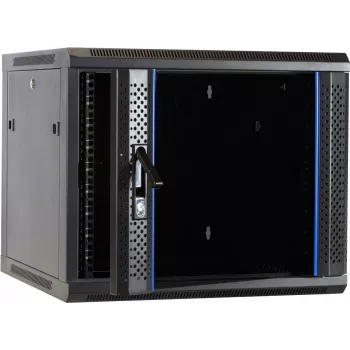 Armoire serveur murale DSIT DS6609 9U avec porte vitrée, 600x600x501 mm, noire