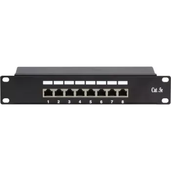 Panneau de brassage DSIT DS-10Patch5-8FTP 10 pouces 8 ports FTP CAT 5e, montage en rack 1U, RJ45 blindé, LSA+ IDC, noir