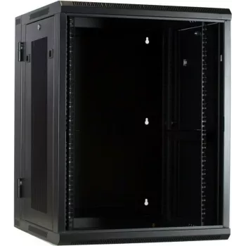 DSIT armoire serveur murale 15U avec porte vitrée et côtés perforés, 600x600x770 mm, noir