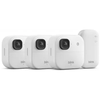 Caméra de surveillance Amazon Blink Outdoor 2K+, système 3 caméras, blanc (B0F95QGG7M)