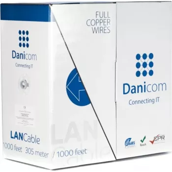Câble d'installation réseau DSIT DANICOM CAT5e FTP 305 m âme massive PVC Dca blindé 100 % cuivre