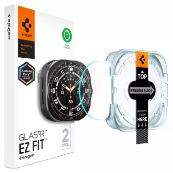 Protection d'écran Spigen Glas.TR EZ-FIT AC pour Samsung Galaxy Watch Ultra 2 (47 mm) transparent, lot de 2