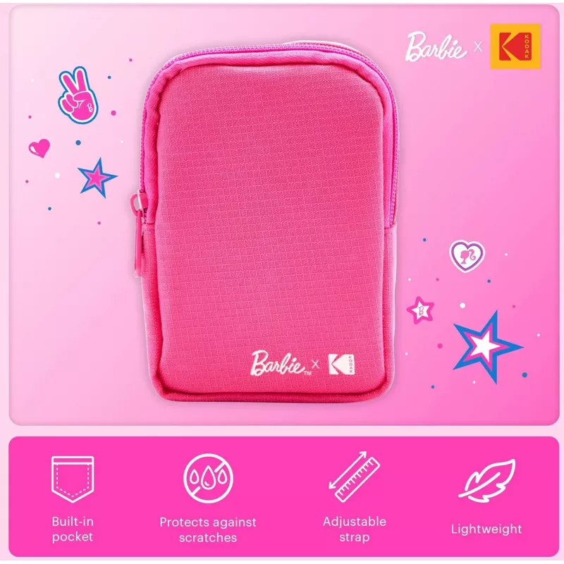 Étui souple Kodak x Barbie avec fermeture éclair et bandoulière pour Printomatic et Step Slim, rose (RODBCMPK)