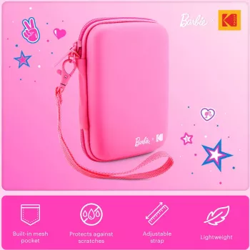 Étui de protection EVA Kodak x Barbie avec sangle amovible et poche filet pour Printomatic et Step Slim, rose (RODBCEPK)
