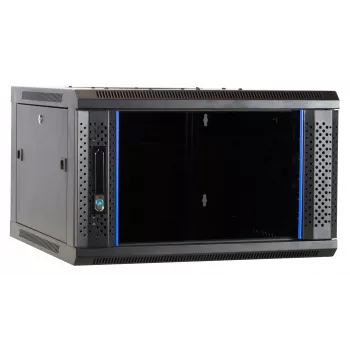 Armoire serveur murale DSIT DS6604-F 6U avec porte vitrée, 600x450x320 mm, noire