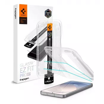 Protection d'écran en verre trempé Spigen Glas.tR EZ Fit Pro AC lot de 2 pour Samsung Galaxy S26 FE - transparent, dureté 9H, gabarit d'alignement automatique