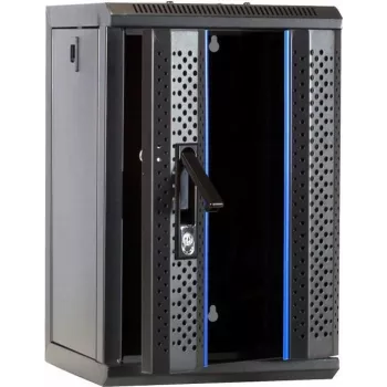 Rack serveur mural DSIT 9U 10 pouces avec porte vitrée, 312x310x486 mm, noir