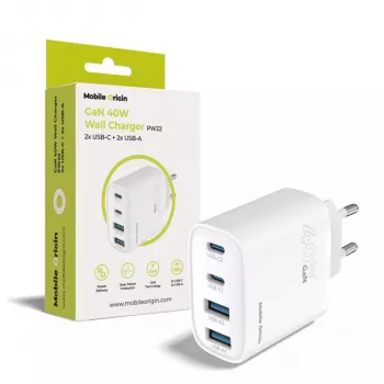 Chargeur GaN 40 W Mobile Origin PW22 2x USB-C + 2x USB-A