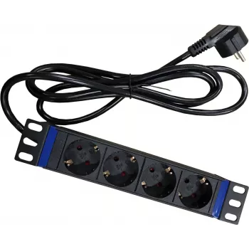 Unité de distribution d'alimentation rack DSIT DS10-4PDU 10 pouces, 4 prises Schuko, 16A, noire