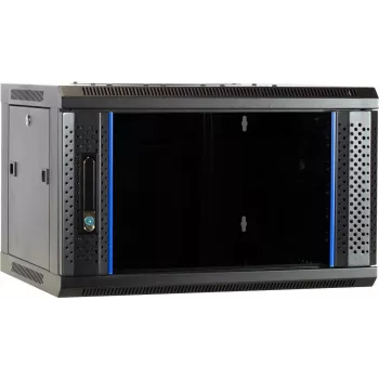 DSIT 6U Wall-Mount Server Cabinet with Glass Door, 600 x 450 x 367 mm, Black, DS6406
