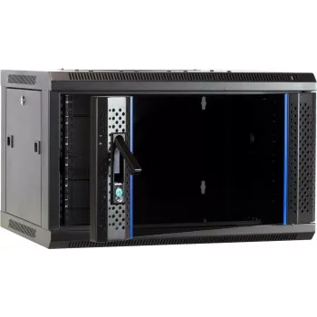 DSIT 6U Wall-Mount Server Cabinet with Glass Door, 600 x 450 x 367 mm, Black, DS6406