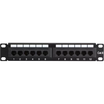 Panneau de brassage DSIT DS-10Patch6-12UTP 10 pouces 12 ports UTP CAT6, montage rack 1U, noir