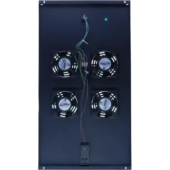 DSIT DS-FT100 Unité de refroidissement pour baie serveur à 4 ventilateurs avec thermostat pour armoires de 1000 mm de profondeur, 1U, 230V, noir