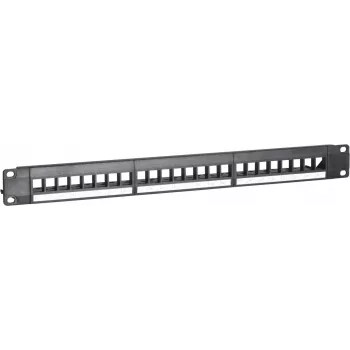 DSIT Panneau de brassage Keystone UTP, 24 ports non équipé, 1U 19 pouces pour montage en rack, noir