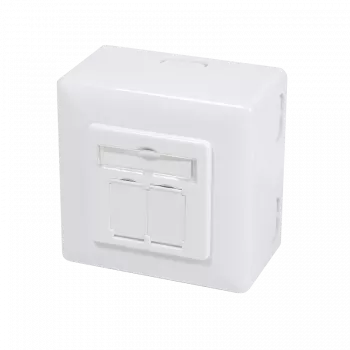 Prise murale en saillie DSIT CAT5e UTP/STP, blanche, 1x RJ45, blindée, raccordement LSA+