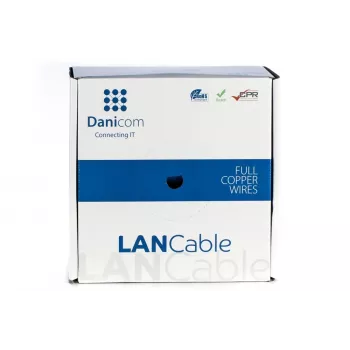 Câble à conducteur massif DSIT DANICOM DC-UTP6A-100S-DCA CAT6A U/UTP, 100 m, LSZH (Dca)