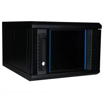 Armoire murale DSIT 4U 10 inch avec porte en verre trempé, 370x450x264 mm, noir