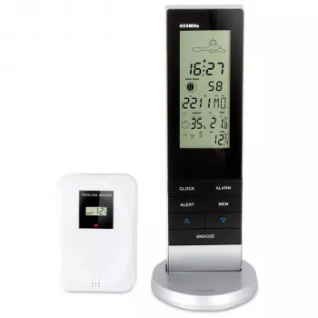 Alecto WS-1150 Wireless Weather Station with Outdoor Sensor, Black/Silver