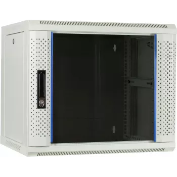 Armoire serveur murale DSIT 9U avec porte vitrée, blanche, 600x450x500 mm