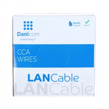 Câble d'installation réseau DSIT CAT6 S/FTP en cuivre massif, 100 m, gris