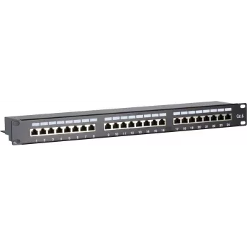 Panneau de brassage réseau DSIT CAT 6 FTP 19 pouces 24 ports 1U LSA tôle d'acier DS-Patch6-24FTP