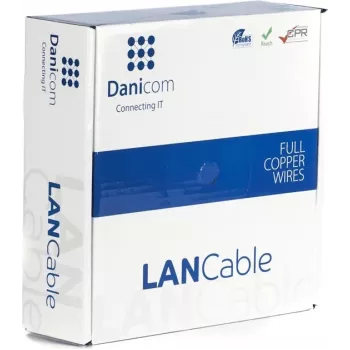 Câble DSIT DANICOM DC-SFTP6A-50S-DCA CAT6A S/FTP à conducteur massif, 50 m, LSZH (Dca)