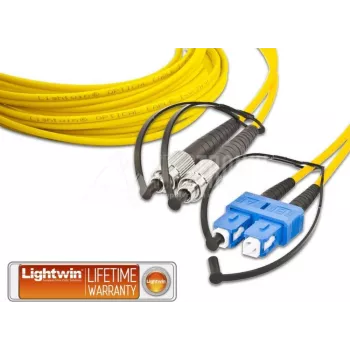 Lightwin LDP-09 FC-SC 10.0 Duplex Single-mode Fibre Patch Cable, FC to SC, OS2, 10 m, Yellow