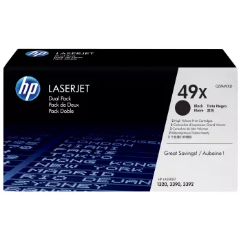 Toner HP 49X haute capacité noir, lot de 2 (Q5949XD)